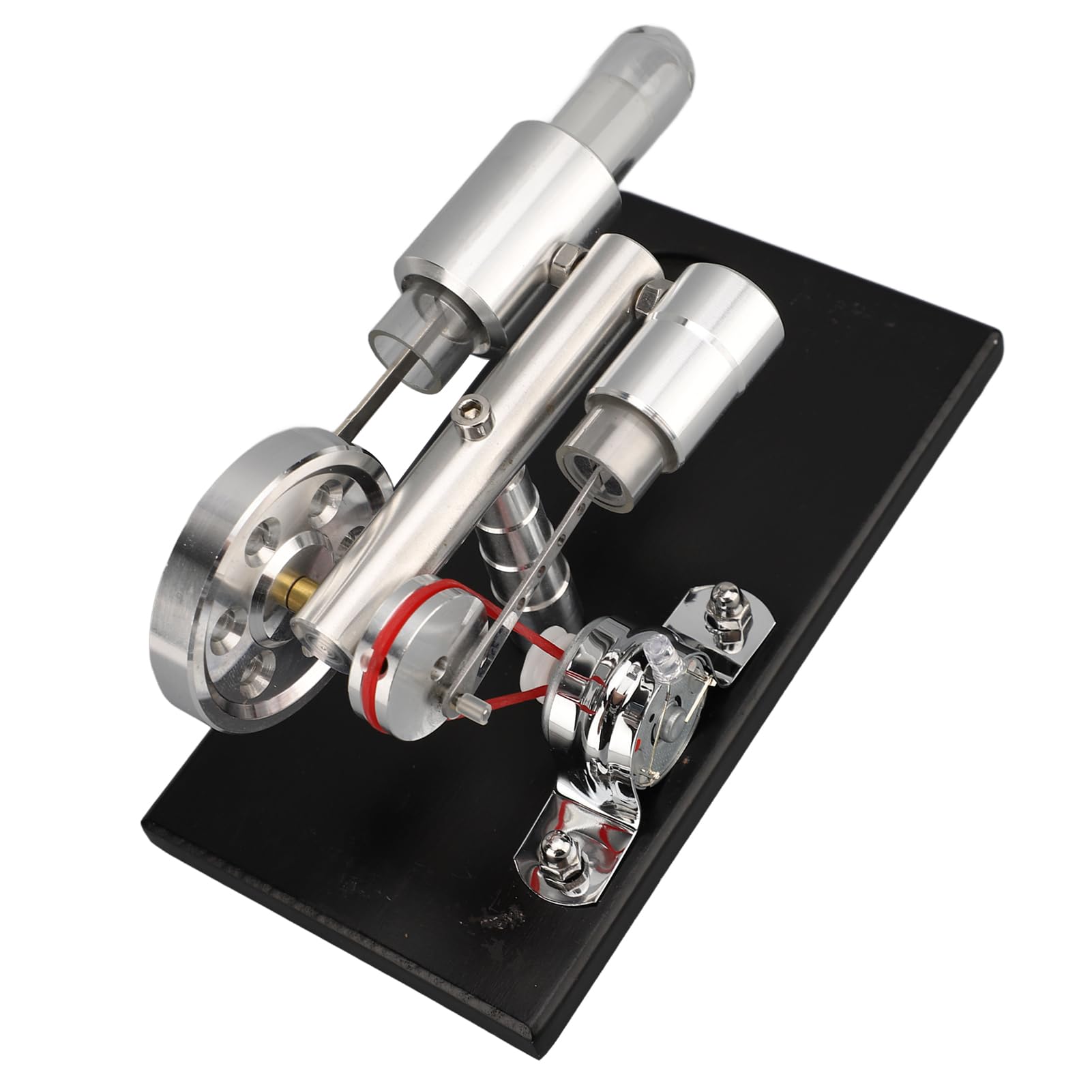 Stirlingmotor-Modellbausatz, Lernspielzeug mit Bunter LED für Wissenschaftliche Projekte, und Erwachsene, Grundplatte aus Schwarzem Kiefernholz
