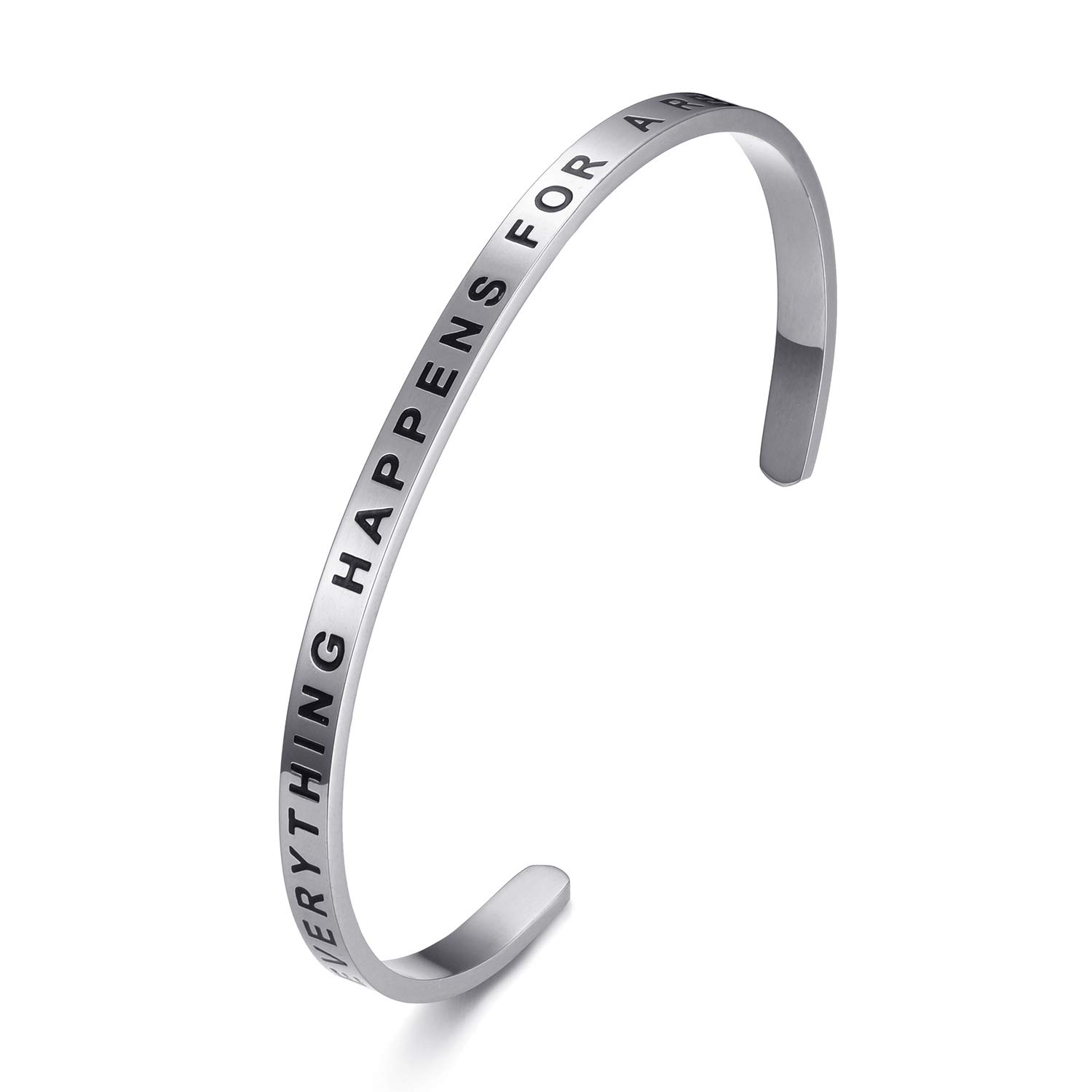 FEEL STYLE Mantra Bracelet Inspirational Engraved Bracelets for Women Silver Quote Bangle Bracelets Mother's Day for Her Bracelet Jewelry