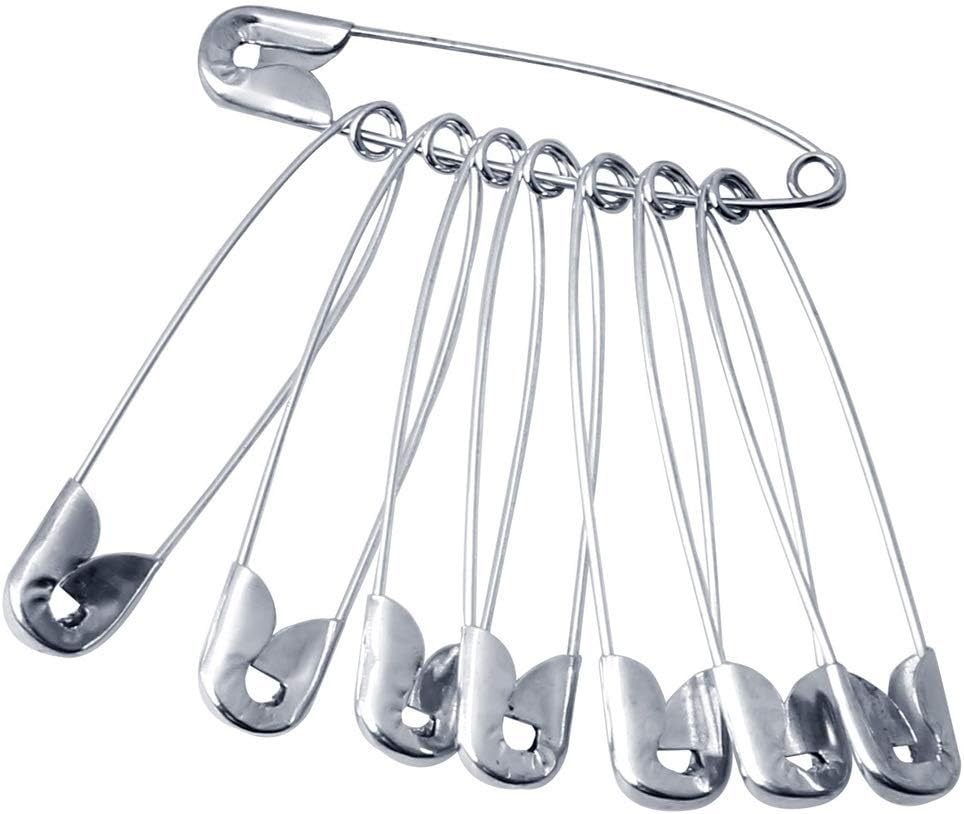 100Pcs Safety Pins, nuoshen 45mm Large Safety Pins Strong Safety Pins