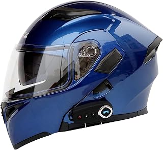 ANKYXIA Bluetooth Modular Flip Up Front Motorcycle Casco para Unisex Adult Motorbike Double Motorbike Casco De Ciclomotor Casco De Ciclomotor Casco De Crasero Aprobado por Ece(Size:SG,Color:Azul)