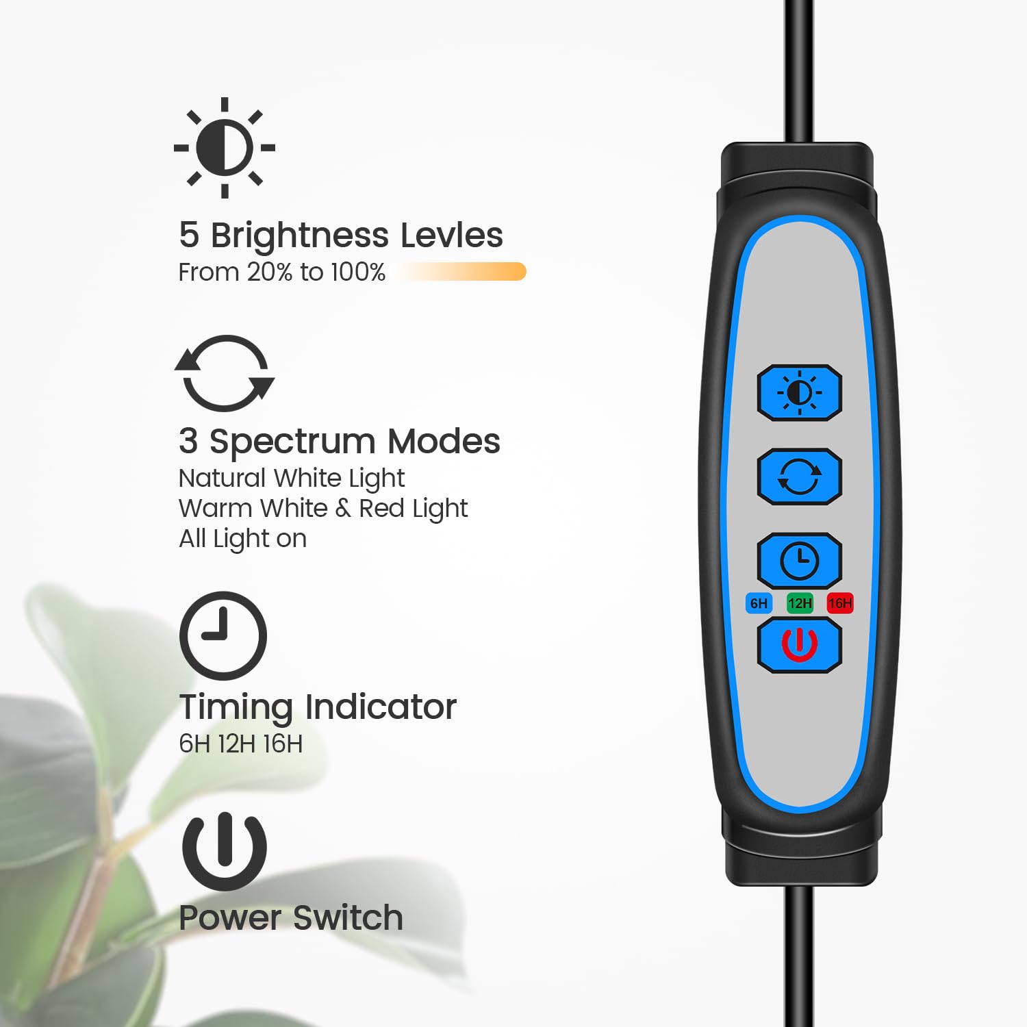Garpsen Grow Lights for Indoor Plants, Full Spectrum LED Floor Plant Grow Lamp with Stand, 3 Color Modes Plant Light with Timer 6/12/16H, 5 Dimmable Levels, 23''~67''Adjustable Height for Large Plants