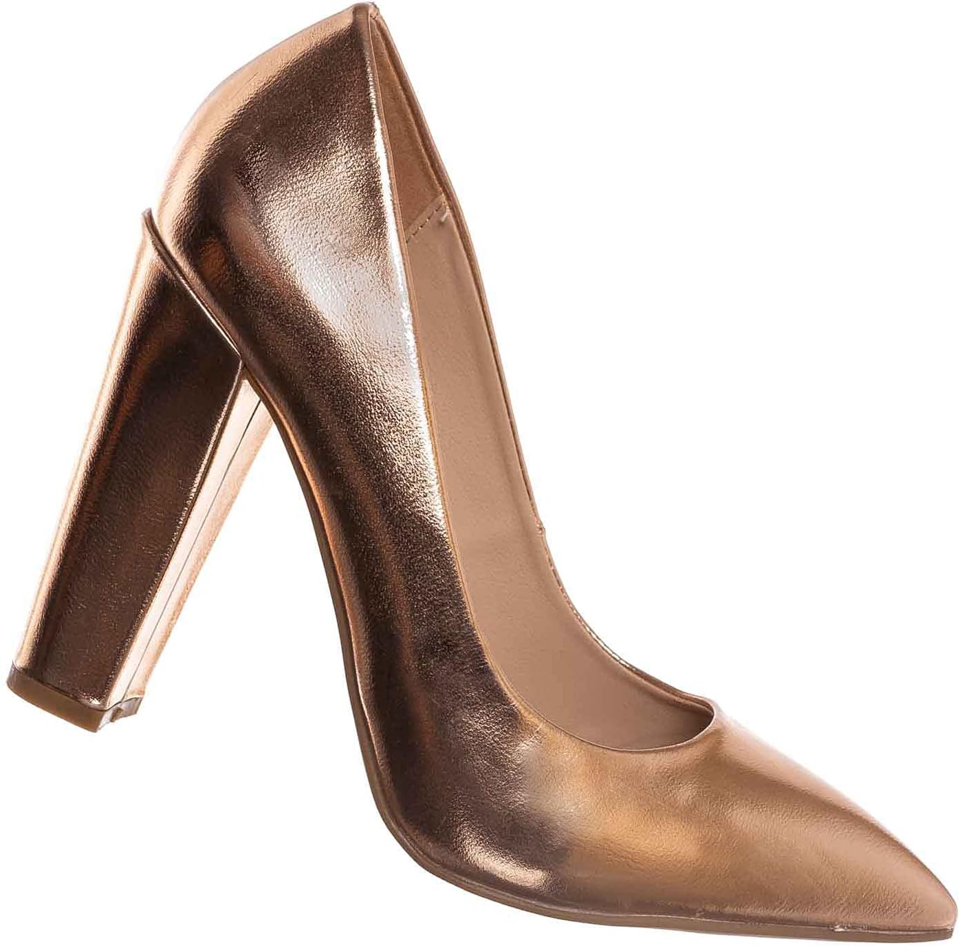 Aquapillar Block Heel Dress Pump Gold Pumps