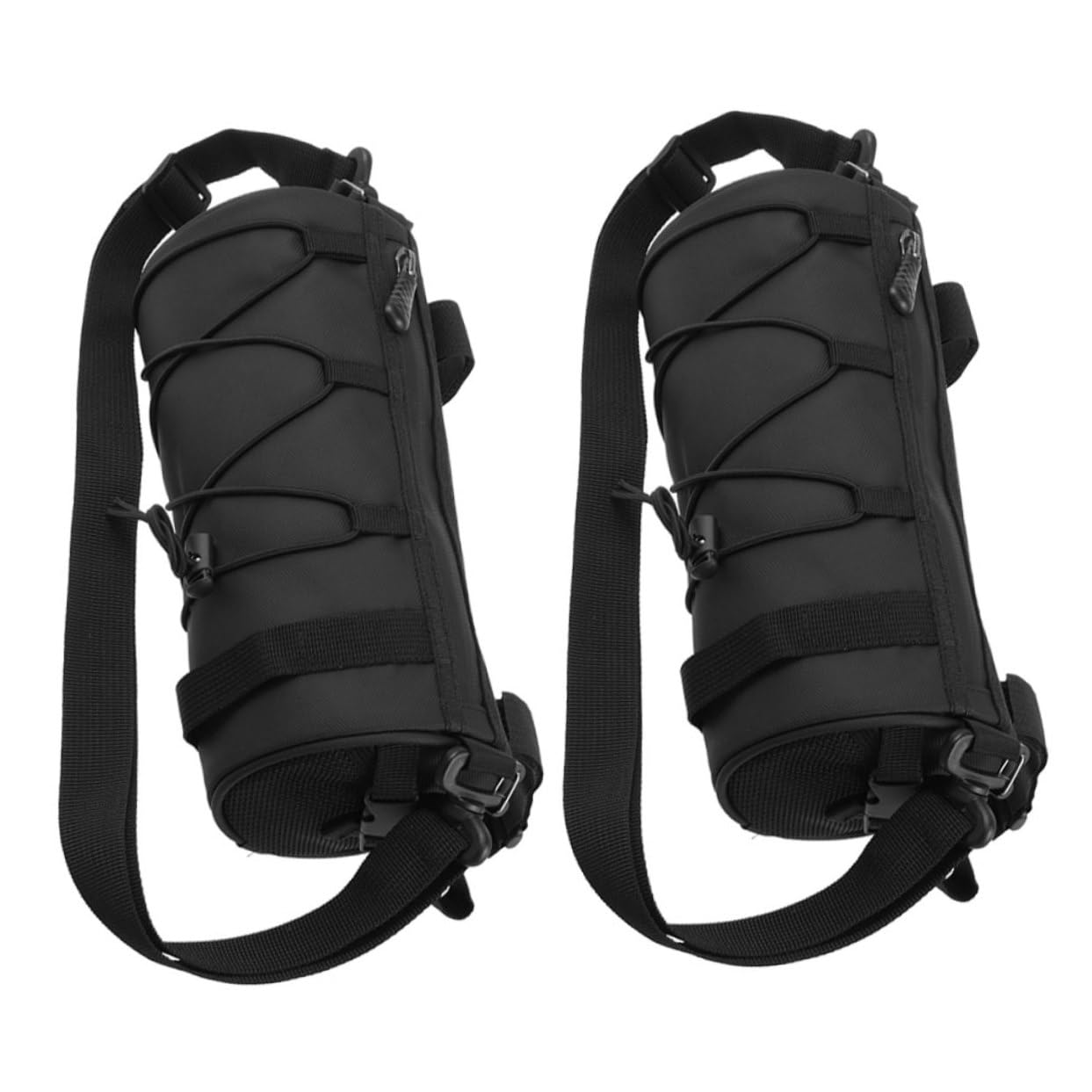 Borsa da Manubrio per Bicicletta 2 Pezzi 2, 5 in Nylon Nero | Cuciture Riflettenti, Design Multifunzione, Installazione Semplice, per Uscite Notturne e Attività All'aperto