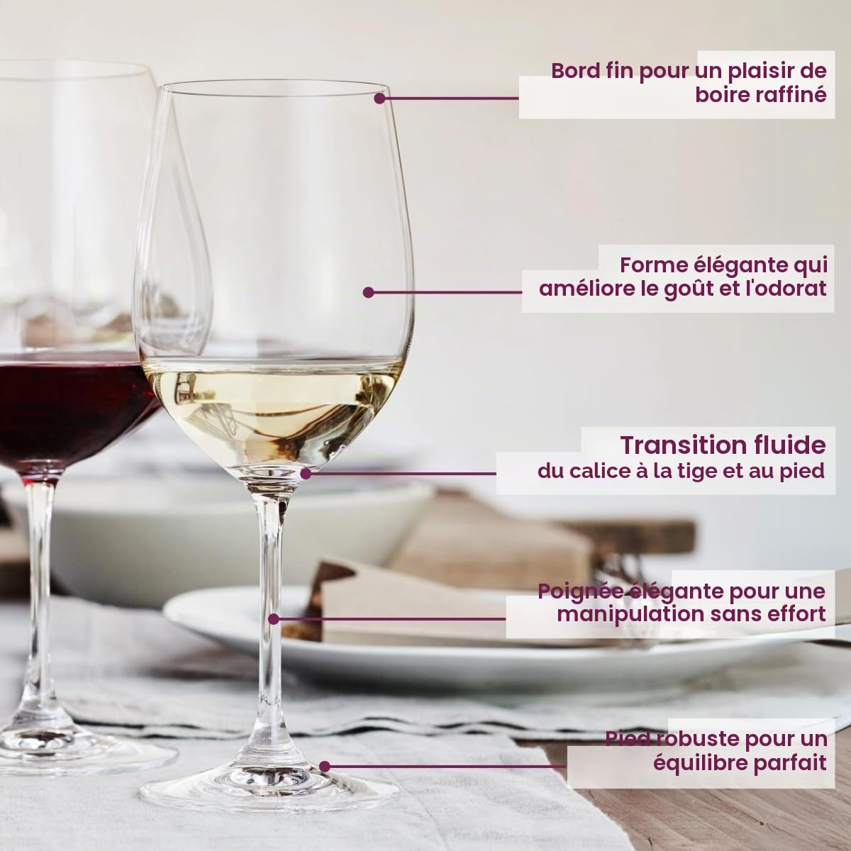 RIEDEL Lot de 8 verres à vin blanc pour vin blanc comme Chardonnay et Viognier, 350 ml, verre cristal Vinum 7416/05