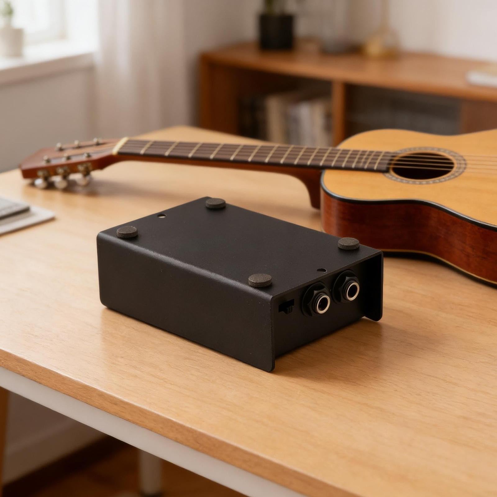 Boîtier DI pour guitare basse avec isolation stéréo passive et sortie XLR pour fournir un signal équilibré stable à un bureau de mixage ou à une interface audio