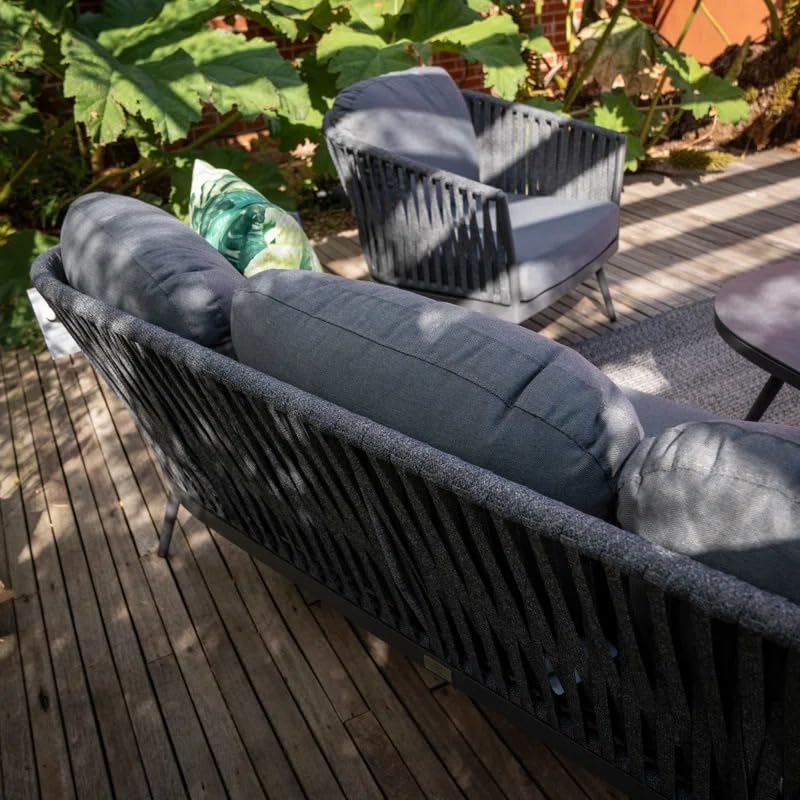 Image of 5 Seater Outdoor Weaving Rope Patio Furniture Set,Waterproof Outdoor Sofa Seating Sturdy Powder-Coated Iron Frame Conversation bistroSet for Rope Outdoor Sofa (Grey)
