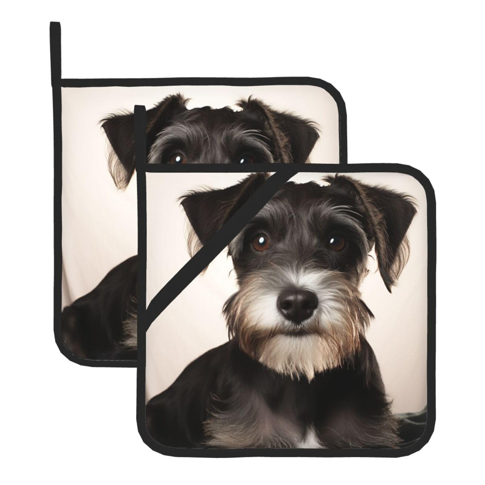 2Pcs Pot Holders for Kitchen Heat Resistant Potholder Cute Schnauzer Hot Pads for Countertops Oven Pot Holders for Cooking Baking Kitchen Hot Mat Trivet 8 inch Hot Pad