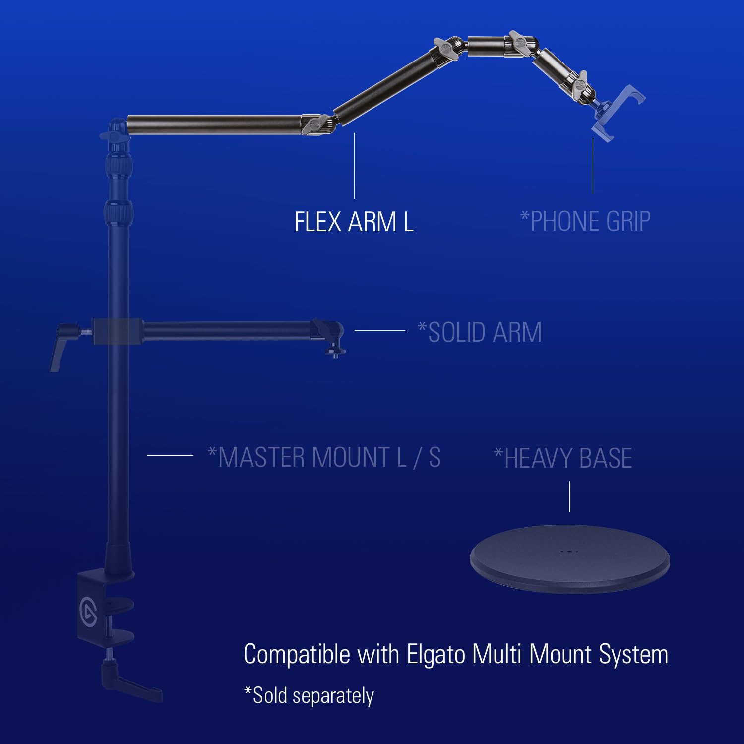 Elgato Flex Arm L for Multi Mount, Articulated Arm | Adds 57cm of