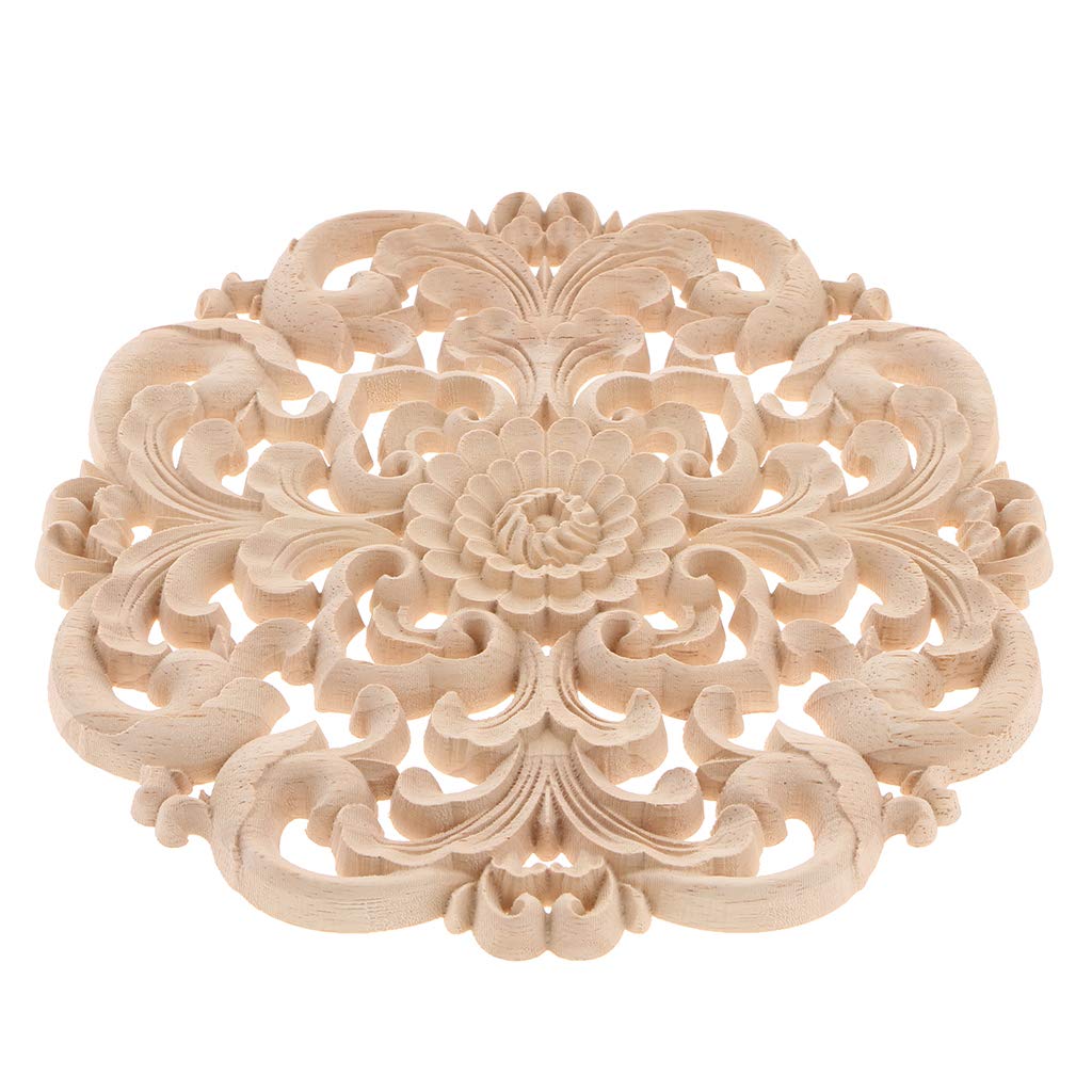 European Style Wood Round Carved Appligue For Furniture Decoration Size XL