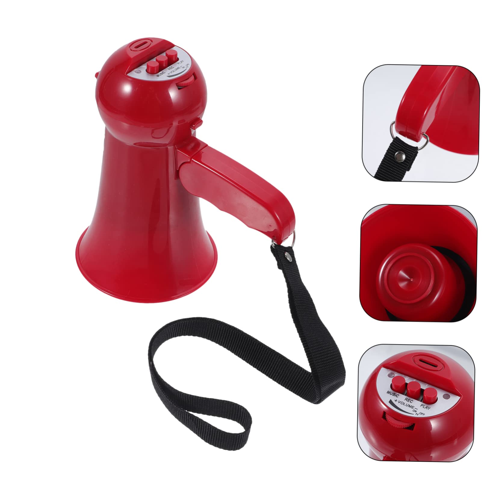 TOYANDONA Megafono Portatile Ricaricabile USB Rosso con Controllo Volume e Impugnatura Ergonomica, Altoparlante con Tracolla per Eventi Sportivi e Feste