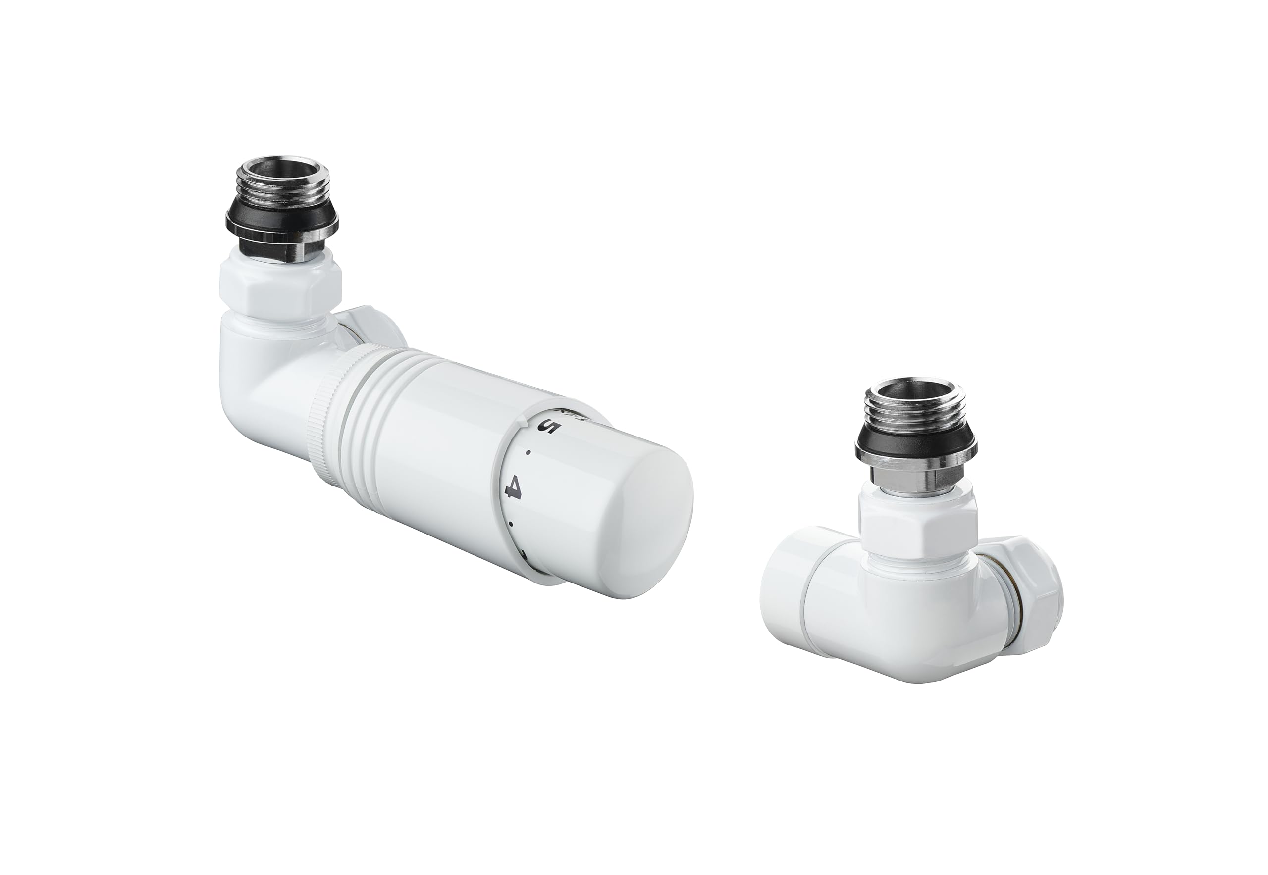 Accessory Valves Terma Cylindrical, Thermostatic, Left Or Right Sided, 3-Axis (Corner) Trv & Locksh Set, White