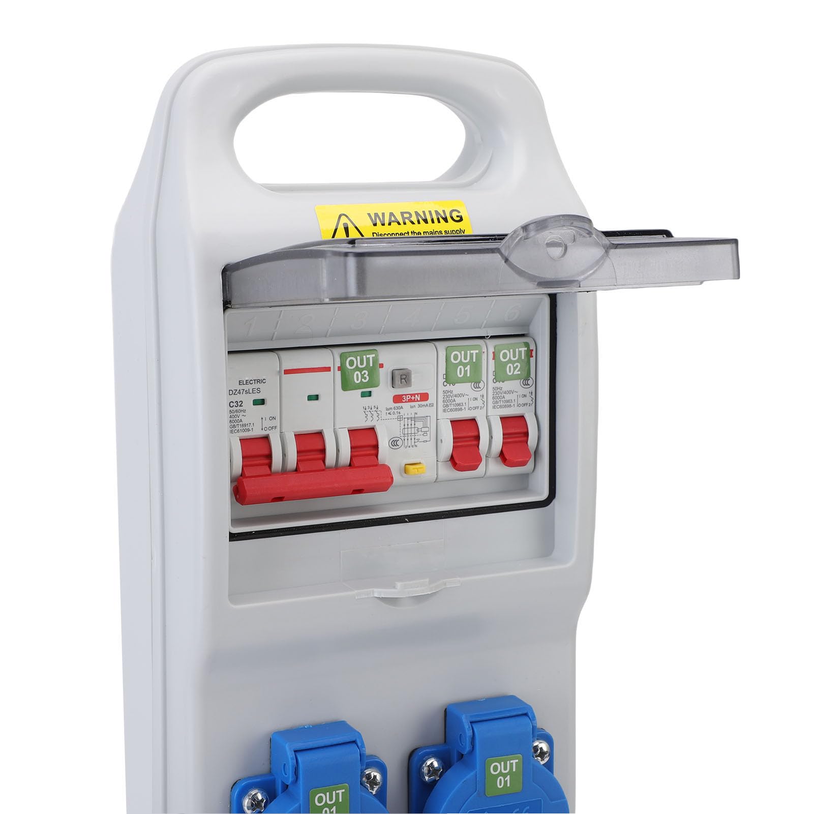 Walfront Scatola di Uscita Elettrica Industriale a Prova di Acqua Portatile Box di Distribuzione Esterno con Manico 490x140x90mm per Fabbrica di Cantiere