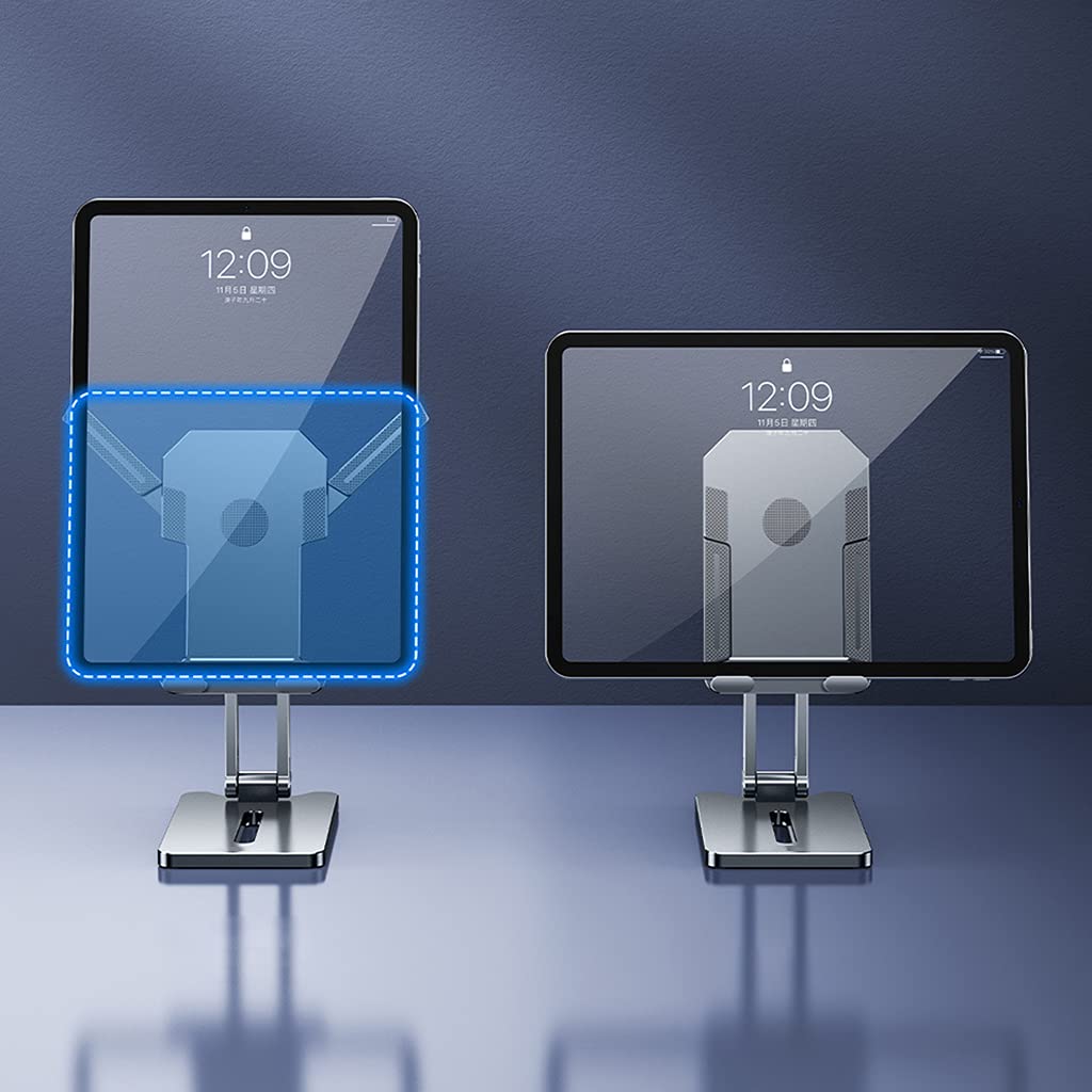 Soporte de teléfono móvil plegable con múltiples ángulos para escritorio, soporte de teléfono de escritorio antideslizante, base de aluminio ajustable para todos los teléfonos inteligentes y tabletas