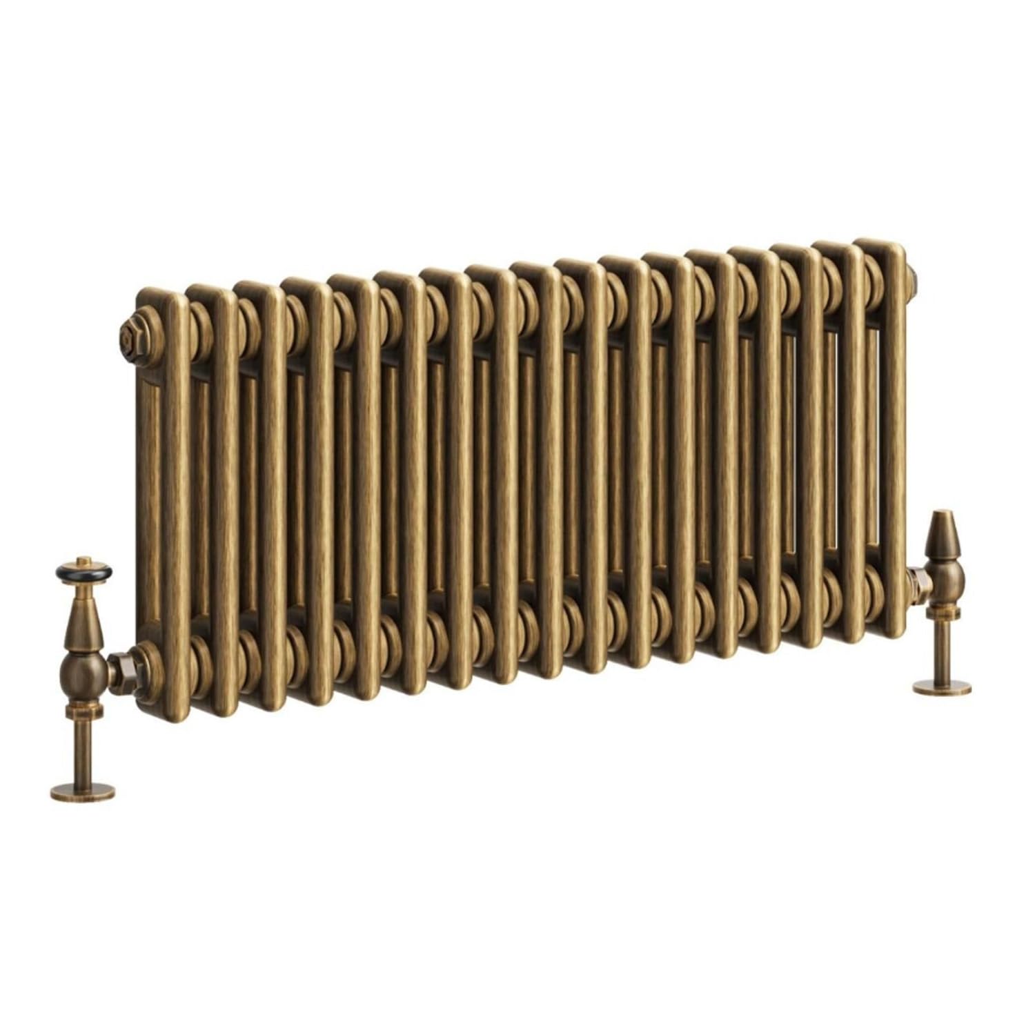 Go Bathrooms Traditional Double Column Radiator 600mm x 785mm Antique Brass Finish 2 Column Panels Designer Cast Iron Style Radiator Central Heating | Clover