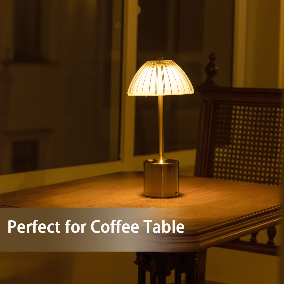 HEQET Cordless Table Lamps - 12 Inch Tall, USB Rechargeable, 3 Color Temperatures, Dimmer, Gold/Silver (2-Pack)