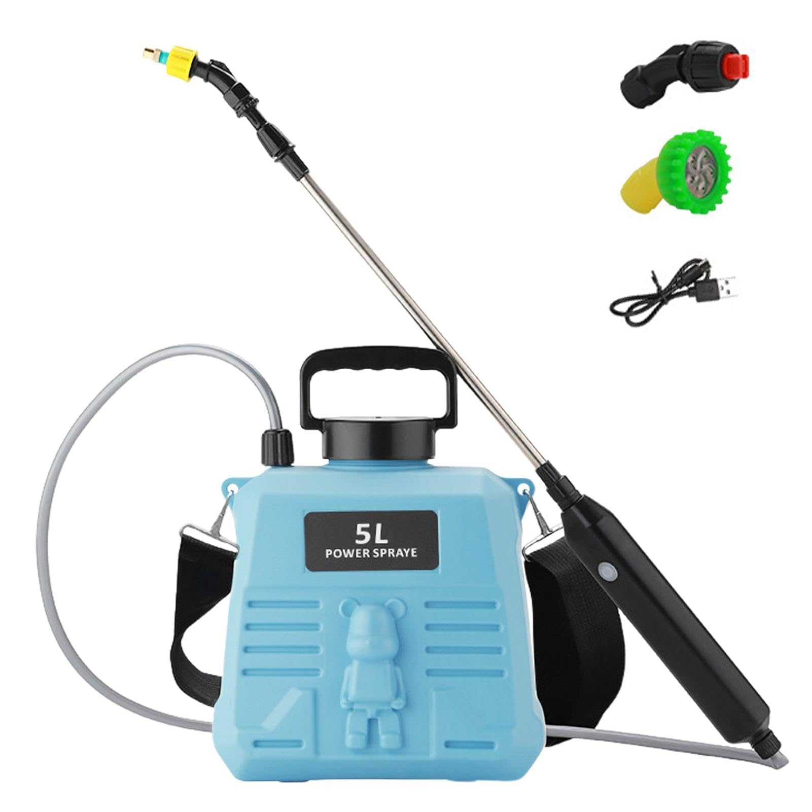 AquaFalcon Battery Powered Sprayer 5L, Electric With USB Rechargeable Handle, Retractable Wand and Adjustable Shoulder Strap for Lawn and Garden