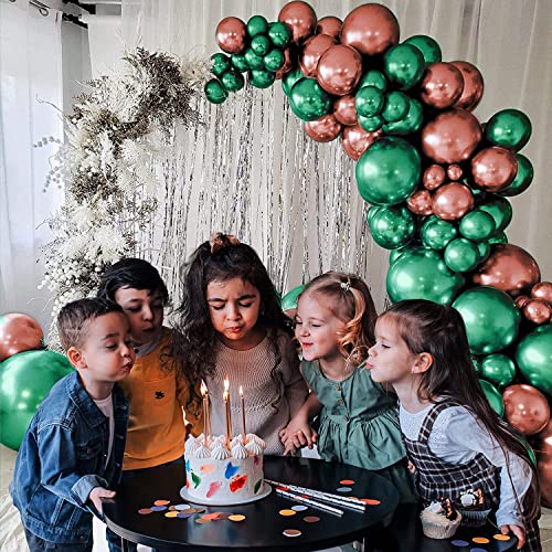 Image of Just Party 25Pcs Rose Gold & 25Pcs Green Metallic Chrome Balloons with Shiny Surface For Birthdays /Anniversary /Engagement /Baby Shower /bachelorette Party Decorations (Pack of 50)