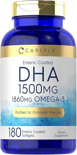 Carlyle Suplemento DHA 1500mg | 180 cápsulas blandas | Suplemento Omega-3 | Sin OMG, sin gluten