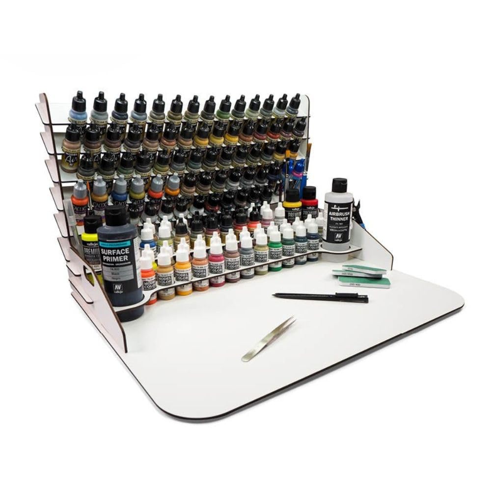 Vallejo - Paint Display and Work Station with Vertical Storage for Acylic Paints for Scale Models and Miniatures | Size 50 x 37 cm (19.69 in x 14.57 in)