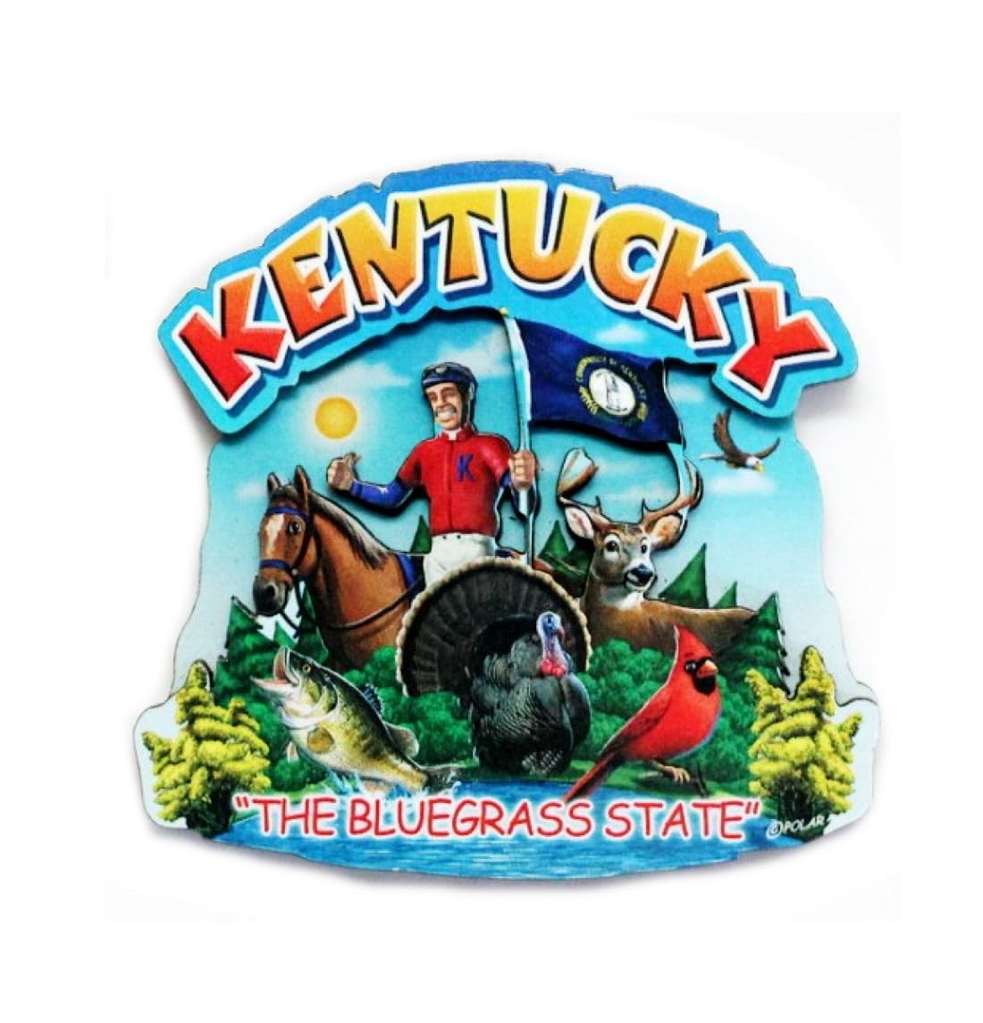 Kentucky State Montage Wood Fridge Magnet
