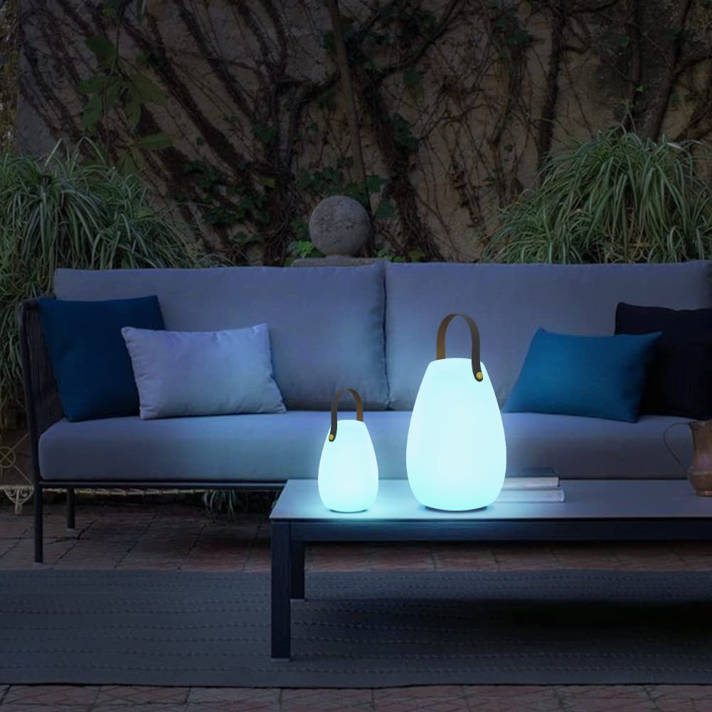 MALUX 2 Stück LED Outdoor Lampe Kabellose Tischlampe Dimmbare IP44 Campinglampe mit Fernbedienung für Garten Terrasse Balkon Hof Camping Ferienhaus