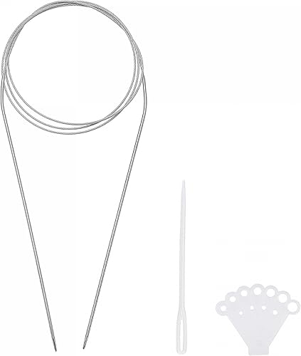 Miniatura 10 de uxcell Kit de agujas circulares, 39.37 pulgadas de largo, 0.079in de diámetro, aguja redonda de acero inoxidable para proyectos hechos a mano, tejer