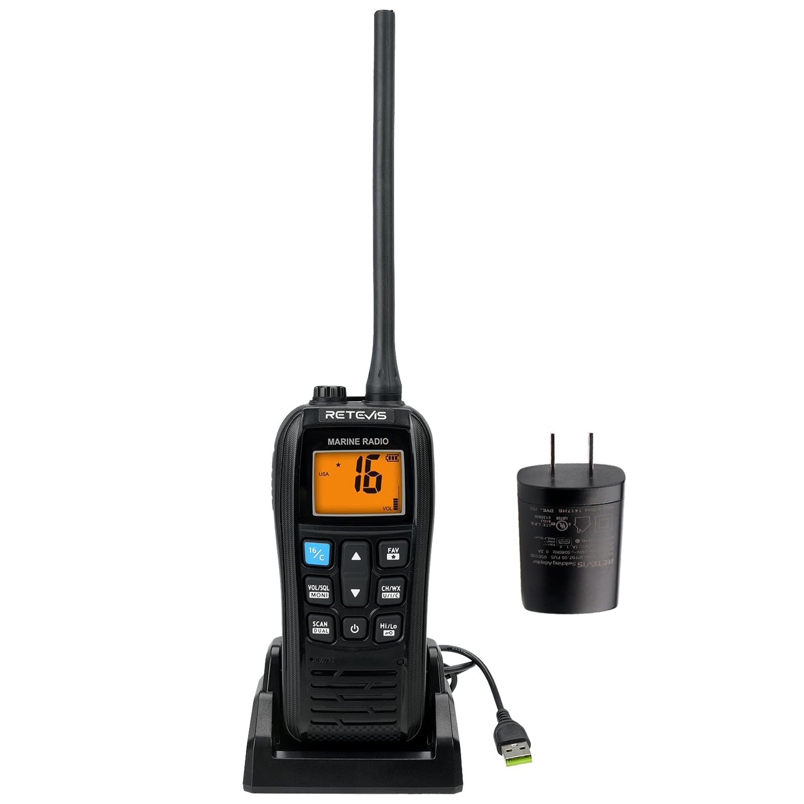 Retevis RM22 IP67 Floating Handheld Marine VHF Radio with NOAA Weather and USB Charging