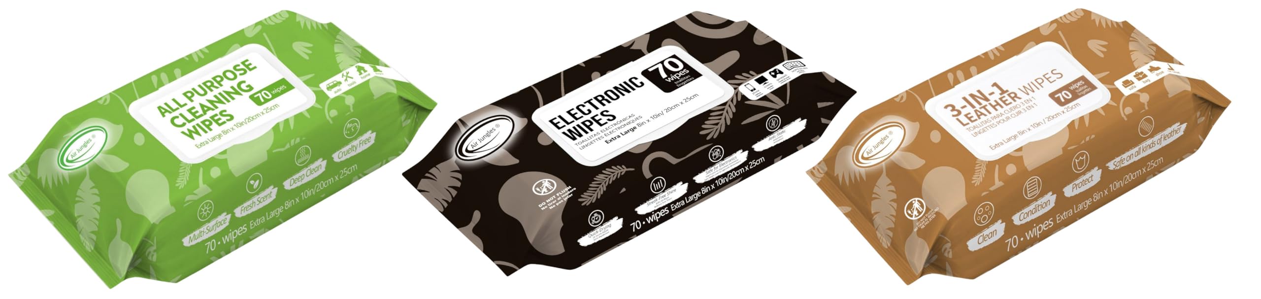 Air Jungles All Purpose Car and Home Cleaning Wipes Electronic Wipes 3in1 Leather Cleaner Wipes