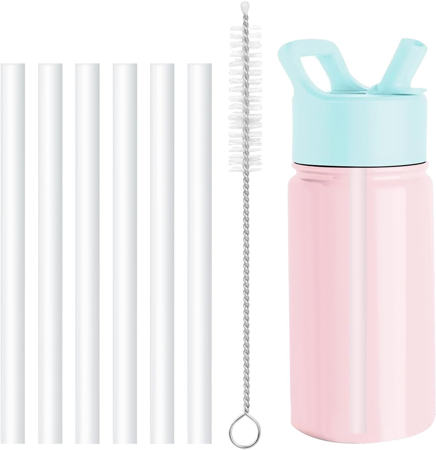 Replacement Straws Compatible with Simple Modern Kids Water Bottle 14oz-6Pack BPA-Free Straws and 1 Pack Brush