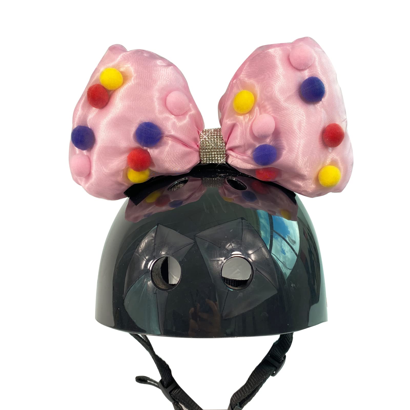 3T-SISTER Big Bowknot for Helmet with Crystal Helmet Bow Pink for Motorcycle Bicycle Ski Helmets Halloween Party Cosplay Wig Helmet Accessory Decorations Velcro Reusable Design (Helmet not Included)