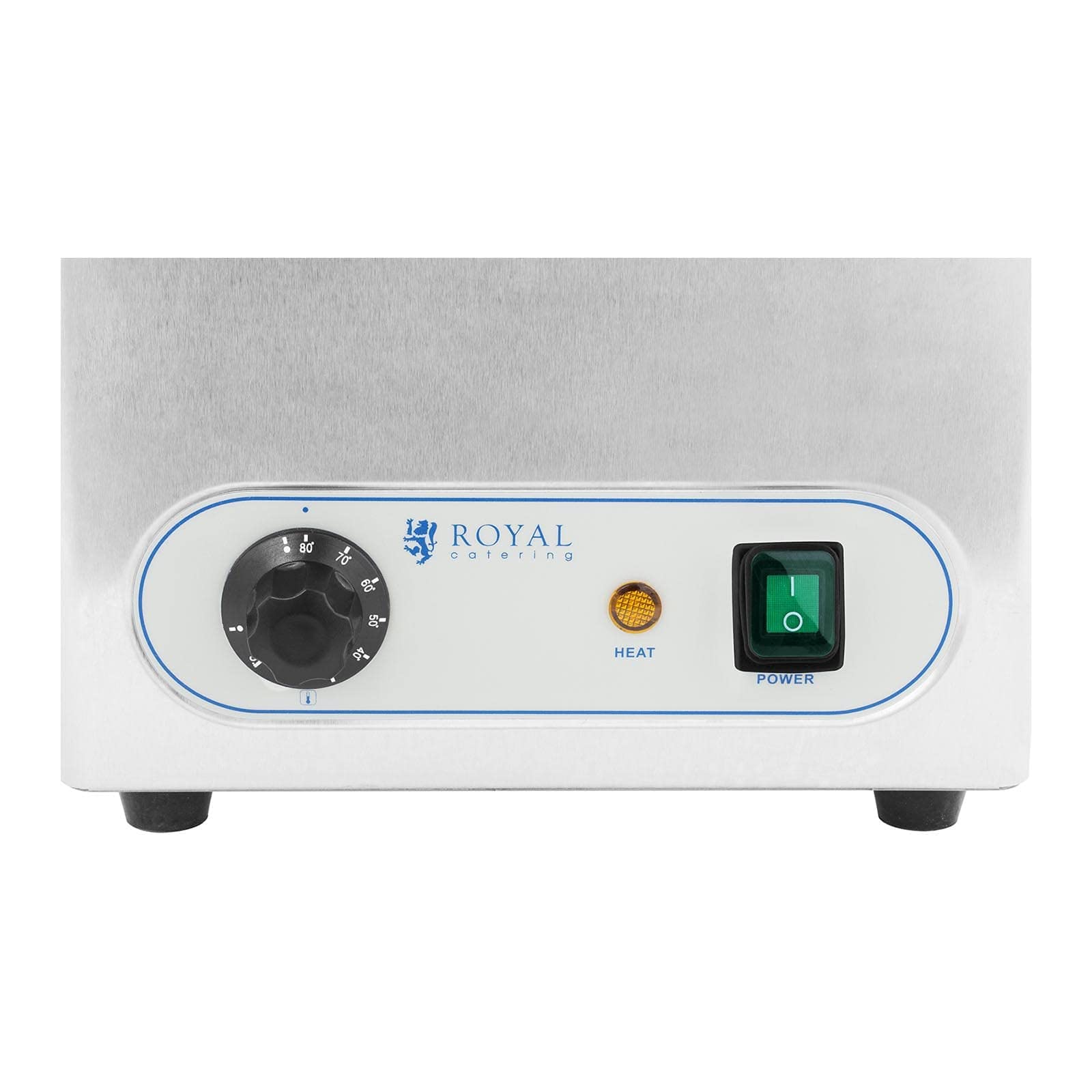 Royal Catering RCWG-1500 Calentador de Patatas Fritas con Lámpara (850 Watt, Calor inferior y superior, Rango de temperatura 30-90 °C, Acero inoxidable, Termostato)