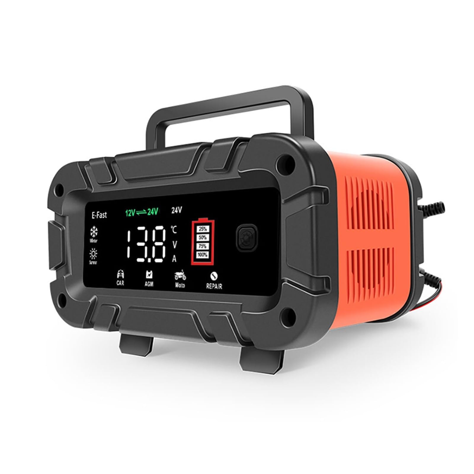 12V 10A 24V 5A / 6A Ładowarka Samochodowa W Pełni Automatyczna Wysokiej Częstotliwości Inteligentna Wyświetlacza LCD Do Naprawy Impulsów Precyzyjne łAdowanie(Orange)