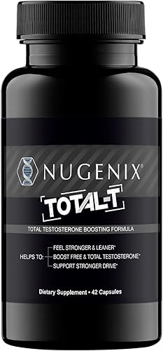 Nugenix Suplemento de refuerzo de testosterona Total-T, gratis y total para hombres, 42 unidades