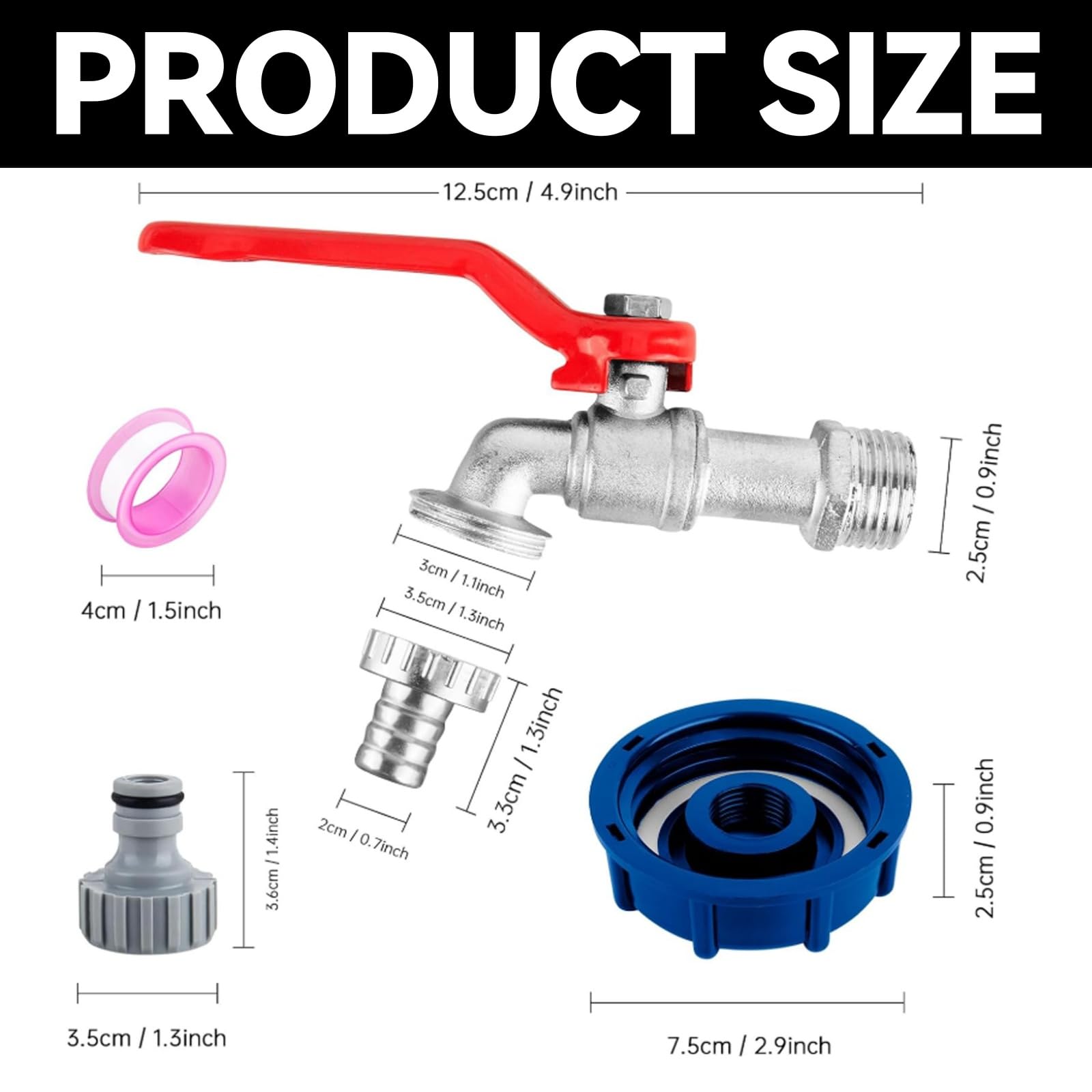 SANTUO 3/4" Leakproof Brass IBC Tank Fittings IBC Tank Adapter IBC Tap for S60x6 Water Storage Tank Tap Tank Garden Hose Connector Replace Valve Fitting Parts - Image 2