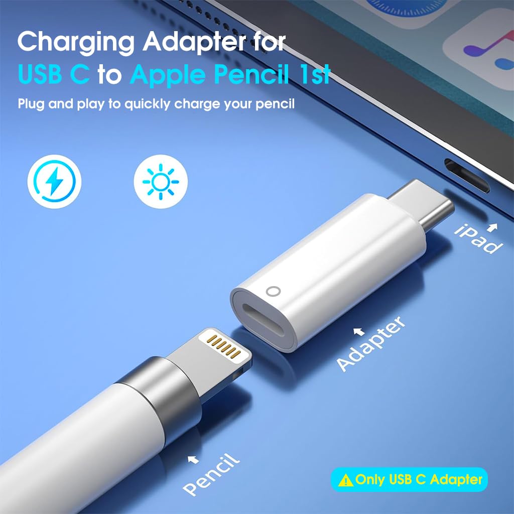 ZORBES® USB C to Pencil Adapter for Apple Pencil 1st Gen, USB-C