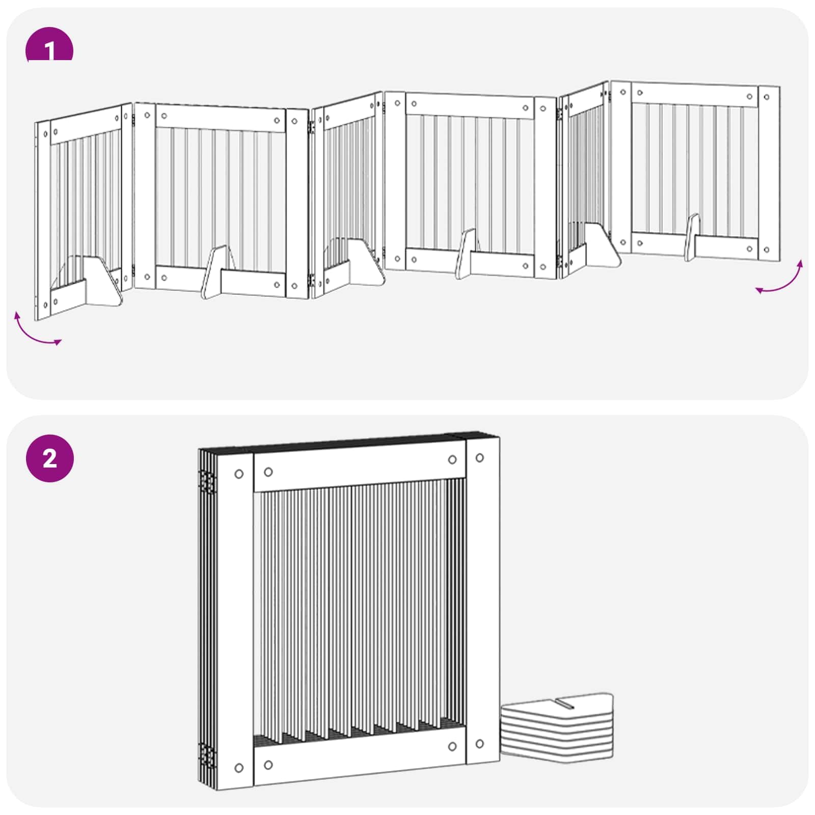 Puerta para perros con soporte de madera de roble ahumado, 6 piezas, 80 x 80 cm, plegable, para interior, protección segura para cachorros y perros en el salón
