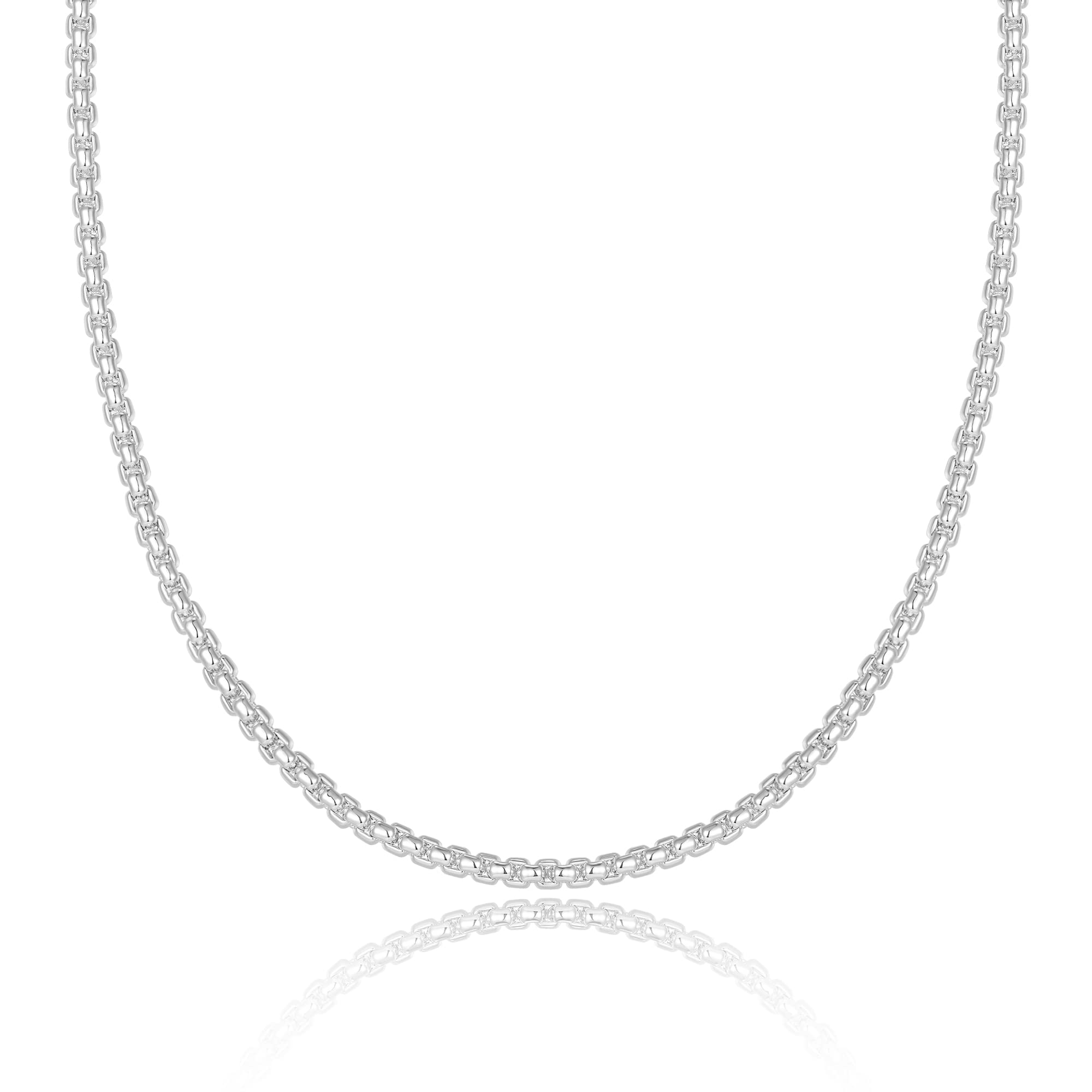 Hadoken 925 Sterling Silver Clasp Cable Box Chain for Men Women