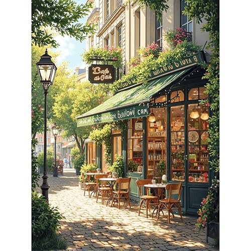 Image of cafes Stamped Cross Stitch Kits for Adults -Embroidery Kits for Beginners Adults,11 CT Patterns Dimensions Counted Cross Stitch Kits for Adults Arts Craft 12x16 inch