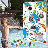 14 Pcs Splash Water Balls Toss Game Banner,Colorful Reusable Water Balls for for Water Gun Water Bomb Games Pool Party Supplies