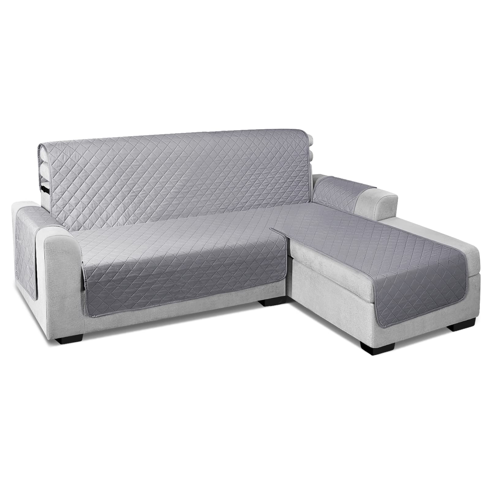 TAOCOCO Copridivano impermeabile con Penisola(L 200cm),Copridivano con Elastico, per Soggiorno, Antiscivolo, per Animali Domestici,Gatti, Cani,Bambini che Giocano (Grigio Scuro)