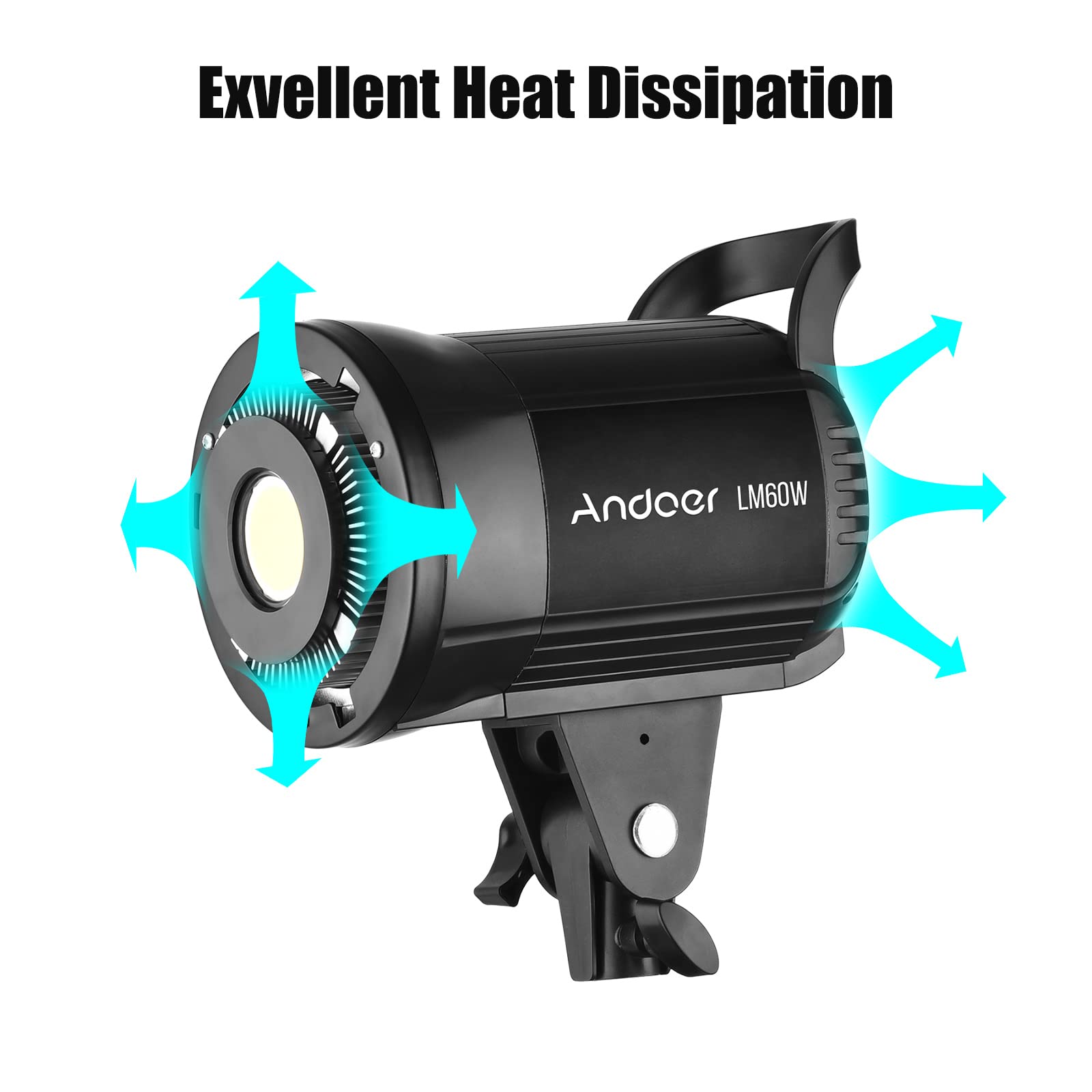 Andoer LM60 W, luce video a LED, 60 W, 5600 K, dimmabile, per studio, con supporto Bowens e telecomando