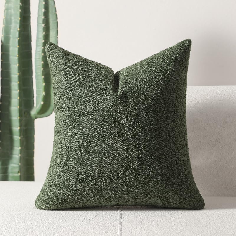 Juego de 2 fundas de cojín decorativas para sofá, fundas de cojín cuadradas suaves y sólidas con textura para sofá, sala de estar, dormitorio, decoración del hogar (verde oscuro, 20 x 12 pulgadas)