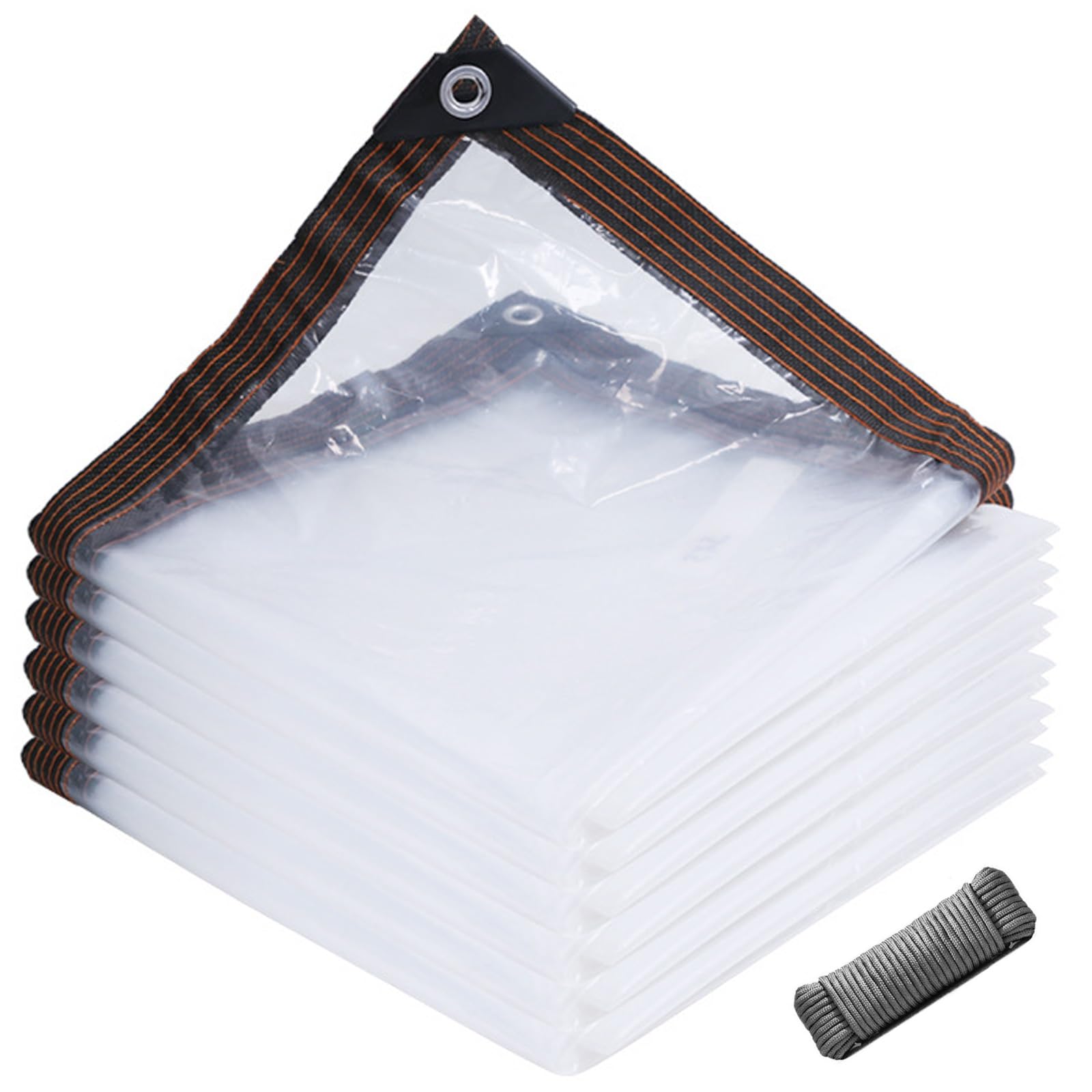 Lona con Ojales 1.3 x 6.5 m con Ojales, Resistente a Los Rayos UV y Al Desgarro, Lámina de Invernadero Lona Impermeable y Resistente para Camping, Jardín, Camión, Transparente