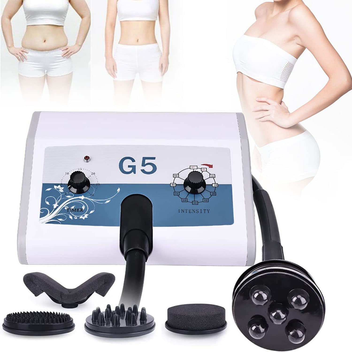 DAZULI Masajeador Adelgazante eléctrico G5, máquina Adelgazante de Masaje vibratorio, Moldeador eléctrico de Cuerpo Completo, máquina de gestión Corporal, con 5 Cabezales de Masaje
