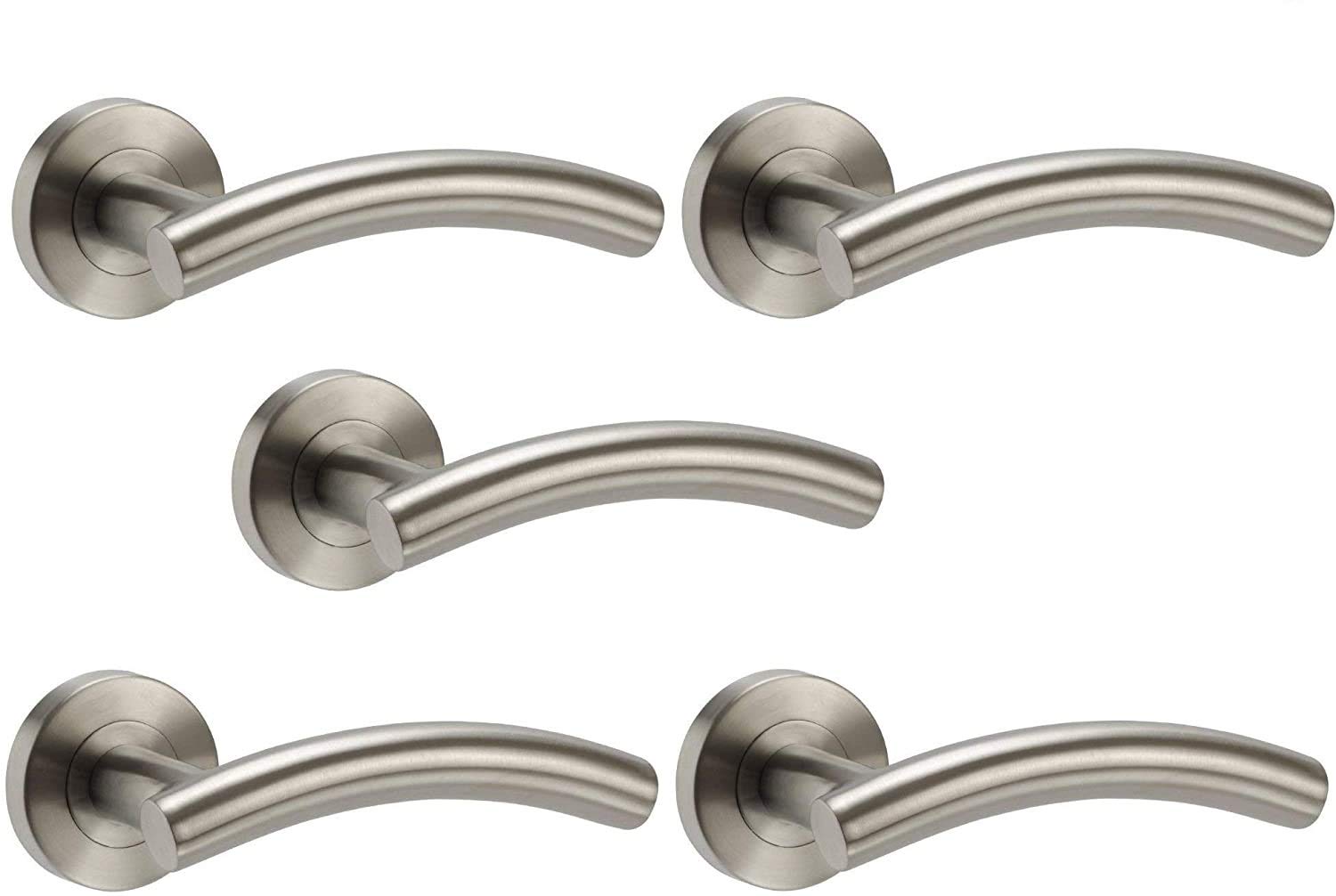 Golden Grace Brushed Steel Arched T-Bar Door Handles In Finish - 5 Pairs