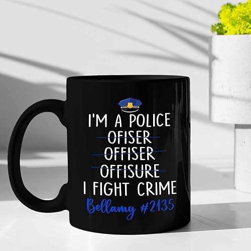 Miniatura 10 de Best Cop Ever - Taza negra de 11 onzas y 15 onzas, taza de té de cerámica personalizada para cumpleaños, taza de café de policía con nombre