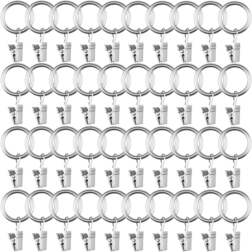 WMYCONGCONG 40 PCS Metal Curtain Rings with Clips