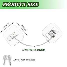 Refrigerator Lock with Key, Fridge Locks,Lock for Fridge Freezer, Cabinets and Drawers, Air Oven Air Fryer, Closets, Windows, 2 Pack Refrigerator Lock with 4 Keys (White)