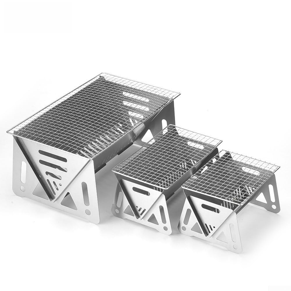 Przenośny grill kempingowy ze stali nierdzewnej składany grill na zewnątrz, kompaktowy mini grill na pikniki i tailgating lekki i idealny do podróży i użytku na podwórku