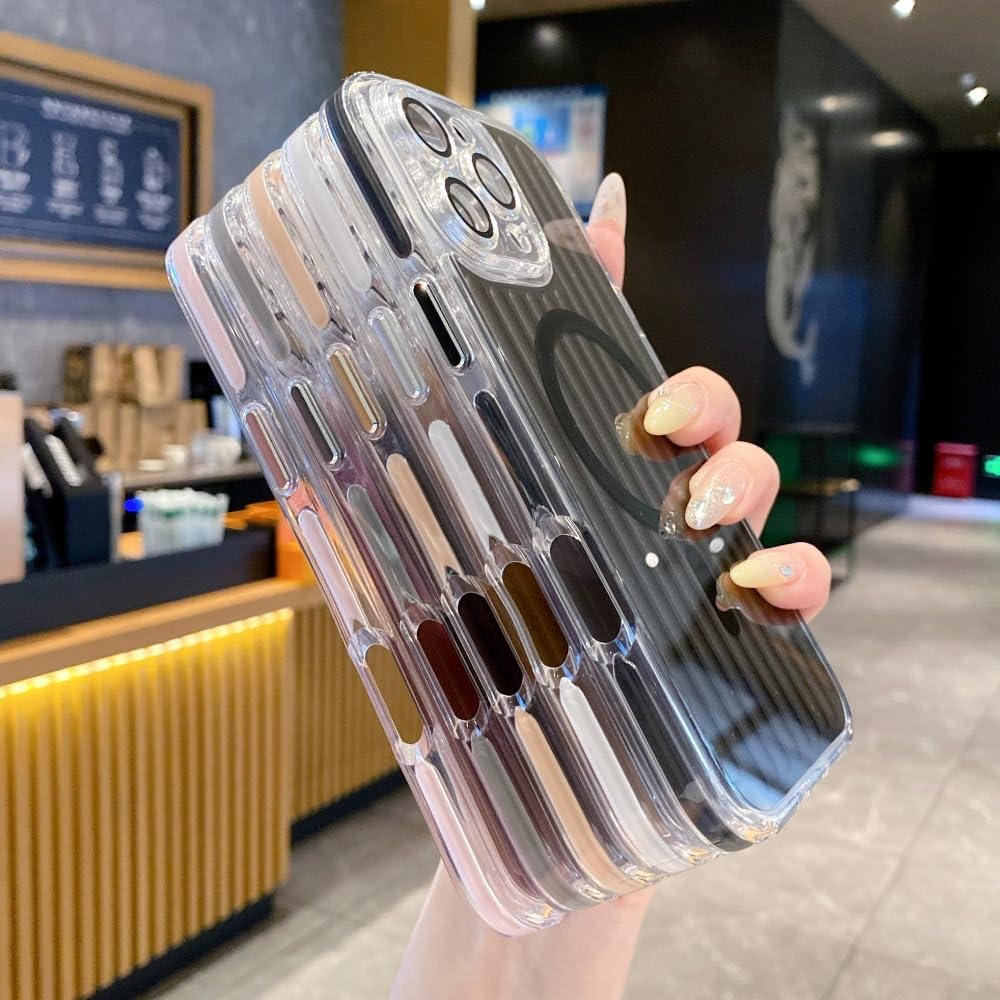 Etui magnetyczne z 3D paskiem do iPhone'a 14, 15, 16 Pro Max, z ładowaniem bezprzewodowym i wstrząsoodpornym zderzakiem, szare, do iPhone'a 15 Pro Max